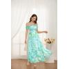 image:imageGRACE KARIN 2026 Womens Summer Floral Wedding Guest DressBeach Flowy A Line Maxi Off Shoulder Bridesmaid DressesBlue Green