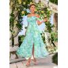image:imageGRACE KARIN 2026 Womens Summer Floral Wedding Guest DressBeach Flowy A Line Maxi Off Shoulder Bridesmaid DressesBlue Green