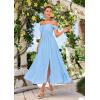 image:imageGRACE KARIN 2026 Womens Summer Floral Wedding Guest DressBeach Flowy A Line Maxi Off Shoulder Bridesmaid DressesLight Blue