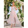 image:imageGRACE KARIN 2026 Womens Summer Floral Wedding Guest DressBeach Flowy A Line Maxi Off Shoulder Bridesmaid DressesLight Blue Pink