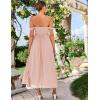 image:imageGRACE KARIN 2026 Womens Summer Floral Wedding Guest DressBeach Flowy A Line Maxi Off Shoulder Bridesmaid DressesPink Apricot