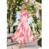 image:imageGRACE KARIN 2026 Womens Summer Floral Wedding Guest DressBeach Flowy A Line Maxi Off Shoulder Bridesmaid DressesWhite Rose Red