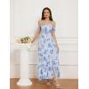 image:imageGRACE KARIN 2026 Womens Summer Floral Wedding Guest DressBeach Flowy A Line Maxi Off Shoulder Bridesmaid DressesWhiteblue Floral