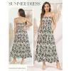 image:imageGRACE KARIN Summer Dresses for Women 2026 VacationSmocked Floral Maxi DressBoho Beach Sundress with Pocket Fashion ClothingBeige Black