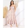 image:imageGRACE KARIN Summer Dresses for Women 2026 VacationSmocked Floral Maxi DressBoho Beach Sundress with Pocket Fashion ClothingBeige Floral