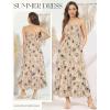 image:imageGRACE KARIN Summer Dresses for Women 2026 VacationSmocked Floral Maxi DressBoho Beach Sundress with Pocket Fashion ClothingBeige Flower