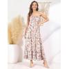 image:imageGRACE KARIN Summer Dresses for Women 2026 VacationSmocked Floral Maxi DressBoho Beach Sundress with Pocket Fashion ClothingBeige Vine
