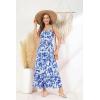image:imageGRACE KARIN Summer Dresses for Women 2026 VacationSmocked Floral Maxi DressBoho Beach Sundress with Pocket Fashion ClothingBlue