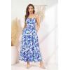 image:imageGRACE KARIN Summer Dresses for Women 2026 VacationSmocked Floral Maxi DressBoho Beach Sundress with Pocket Fashion ClothingBlue