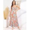 image:imageGRACE KARIN Summer Dresses for Women 2026 VacationSmocked Floral Maxi DressBoho Beach Sundress with Pocket Fashion ClothingBlue Paisley Floral