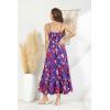 image:imageGRACE KARIN Summer Dresses for Women 2026 VacationSmocked Floral Maxi DressBoho Beach Sundress with Pocket Fashion ClothingBlue Red