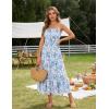 image:imageGRACE KARIN Summer Dresses for Women 2026 VacationSmocked Floral Maxi DressBoho Beach Sundress with Pocket Fashion ClothingBlue White