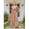 image:imageGRACE KARIN Summer Dresses for Women 2026 VacationSmocked Floral Maxi DressBoho Beach Sundress with Pocket Fashion ClothingCoffee Floral