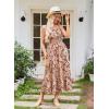 image:imageGRACE KARIN Summer Dresses for Women 2026 VacationSmocked Floral Maxi DressBoho Beach Sundress with Pocket Fashion ClothingCoffee Floral