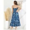 image:imageGRACE KARIN Summer Dresses for Women 2026 VacationSmocked Floral Maxi DressBoho Beach Sundress with Pocket Fashion ClothingDark Blue