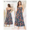 image:imageGRACE KARIN Summer Dresses for Women 2026 VacationSmocked Floral Maxi DressBoho Beach Sundress with Pocket Fashion ClothingDark Blue Green