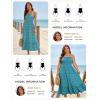 image:imageGRACE KARIN Summer Dresses for Women 2026 VacationSmocked Floral Maxi DressBoho Beach Sundress with Pocket Fashion ClothingGreen Blue