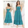 image:imageGRACE KARIN Summer Dresses for Women 2026 VacationSmocked Floral Maxi DressBoho Beach Sundress with Pocket Fashion ClothingGreen Blue