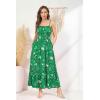 image:imageGRACE KARIN Summer Dresses for Women 2026 VacationSmocked Floral Maxi DressBoho Beach Sundress with Pocket Fashion ClothingGreen White