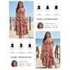image:imageGRACE KARIN Summer Dresses for Women 2026 VacationSmocked Floral Maxi DressBoho Beach Sundress with Pocket Fashion ClothingNavy Brown