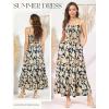 image:imageGRACE KARIN Summer Dresses for Women 2026 VacationSmocked Floral Maxi DressBoho Beach Sundress with Pocket Fashion ClothingNavy Flower