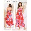 image:imageGRACE KARIN Summer Dresses for Women 2026 VacationSmocked Floral Maxi DressBoho Beach Sundress with Pocket Fashion ClothingRed Floral