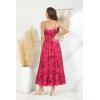 image:imageGRACE KARIN Summer Dresses for Women 2026 VacationSmocked Floral Maxi DressBoho Beach Sundress with Pocket Fashion ClothingRose Red