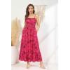 image:imageGRACE KARIN Summer Dresses for Women 2026 VacationSmocked Floral Maxi DressBoho Beach Sundress with Pocket Fashion ClothingRose Red