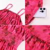 image:imageGRACE KARIN Summer Dresses for Women 2026 VacationSmocked Floral Maxi DressBoho Beach Sundress with Pocket Fashion ClothingRose Red