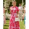 image:imageGRACE KARIN Women Summer Floral Maxi Dresses 2026 Wedding Guest Puff Sleeve Shirt Sundresses Boho Spring Clothes with PocketsPink Red Floral
