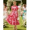 image:imageGRACE KARIN Women Summer Floral Maxi Dresses 2026 Wedding Guest Puff Sleeve Shirt Sundresses Boho Spring Clothes with PocketsPink Red Floral