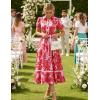 image:imageGRACE KARIN Women Summer Floral Maxi Dresses 2026 Wedding Guest Puff Sleeve Shirt Sundresses Boho Spring Clothes with PocketsPink Red Floral
