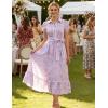image:imageGRACE KARIN Women Summer Floral Maxi Dresses 2026 Wedding Guest Puff Sleeve Shirt Sundresses Boho Spring Clothes with PocketsPurple Floral