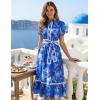 image:imageGRACE KARIN Women Summer Floral Maxi Dresses 2026 Wedding Guest Puff Sleeve Shirt Sundresses Boho Spring Clothes with PocketsRoyal Blue Floral