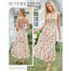 image:imageGRACE KARIN Womens 2026 Summer Floral Boho Dress Square Neck Strapped Swing A Line Sundress Beach Long Maxi OutfitsBeige