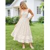 image:imageGRACE KARIN Womens 2026 Summer Floral Boho Dress Square Neck Strapped Swing A Line Sundress Beach Long Maxi OutfitsBlack Dot
