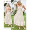image:imageGRACE KARIN Womens 2026 Summer Floral Boho Dress Square Neck Strapped Swing A Line Sundress Beach Long Maxi OutfitsBlack Dot