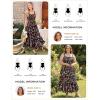 image:imageGRACE KARIN Womens 2026 Summer Floral Boho Dress Square Neck Strapped Swing A Line Sundress Beach Long Maxi OutfitsBlack Floral