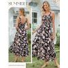 image:imageGRACE KARIN Womens 2026 Summer Floral Boho Dress Square Neck Strapped Swing A Line Sundress Beach Long Maxi OutfitsBlack Flower