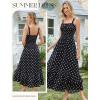 image:imageGRACE KARIN Womens 2026 Summer Floral Boho Dress Square Neck Strapped Swing A Line Sundress Beach Long Maxi OutfitsBlack White Dots