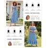 image:imageGRACE KARIN Womens 2026 Summer Floral Boho Dress Square Neck Strapped Swing A Line Sundress Beach Long Maxi OutfitsBlue