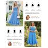 image:imageGRACE KARIN Womens 2026 Summer Floral Boho Dress Square Neck Strapped Swing A Line Sundress Beach Long Maxi OutfitsBlue Dots