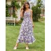 image:imageGRACE KARIN Womens 2026 Summer Floral Boho Dress Square Neck Strapped Swing A Line Sundress Beach Long Maxi OutfitsBlue Floral