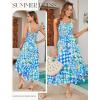 image:imageGRACE KARIN Womens 2026 Summer Floral Boho Dress Square Neck Strapped Swing A Line Sundress Beach Long Maxi OutfitsBlue Green