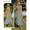 image:imageGRACE KARIN Womens 2026 Summer Floral Boho Dress Square Neck Strapped Swing A Line Sundress Beach Long Maxi OutfitsGreen