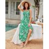 image:imageGRACE KARIN Womens 2026 Summer Floral Boho Dress Square Neck Strapped Swing A Line Sundress Beach Long Maxi OutfitsGreen Floral