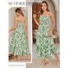 image:imageGRACE KARIN Womens 2026 Summer Floral Boho Dress Square Neck Strapped Swing A Line Sundress Beach Long Maxi OutfitsGreen Leaf