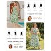 image:imageGRACE KARIN Womens 2026 Summer Floral Boho Dress Square Neck Strapped Swing A Line Sundress Beach Long Maxi OutfitsGreen Leaf