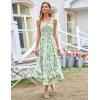 image:imageGRACE KARIN Womens 2026 Summer Floral Boho Dress Square Neck Strapped Swing A Line Sundress Beach Long Maxi OutfitsGreen White