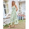 image:imageGRACE KARIN Womens 2026 Summer Floral Boho Dress Square Neck Strapped Swing A Line Sundress Beach Long Maxi OutfitsGreen White